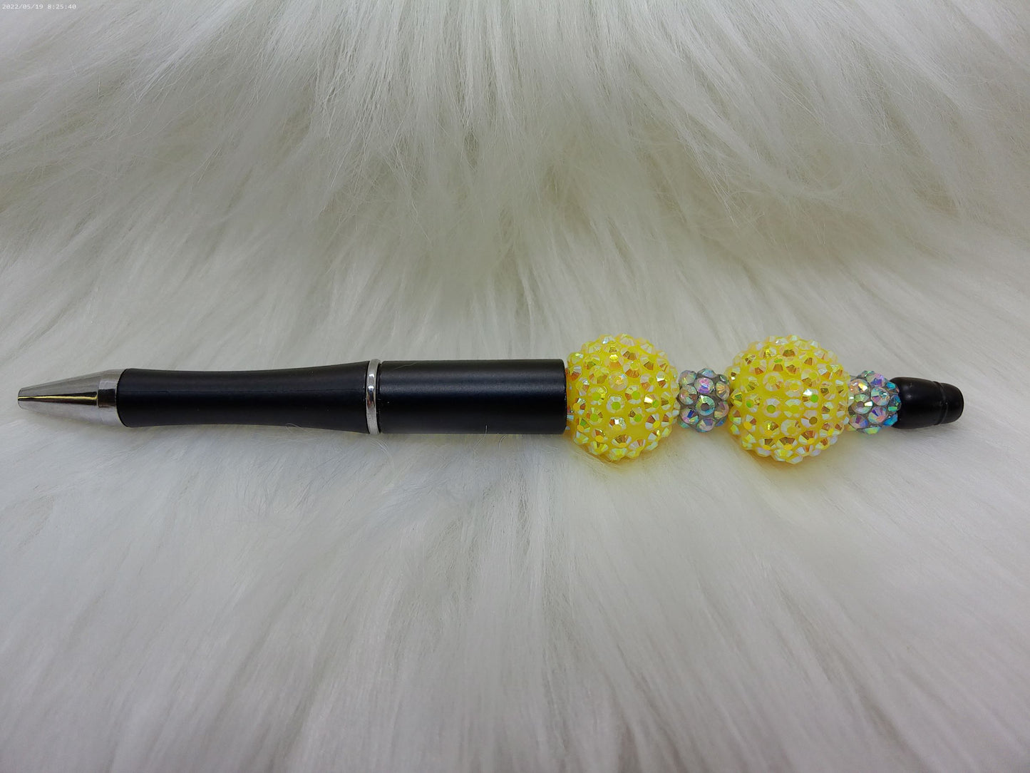 Yellow rhinestone beaded pen