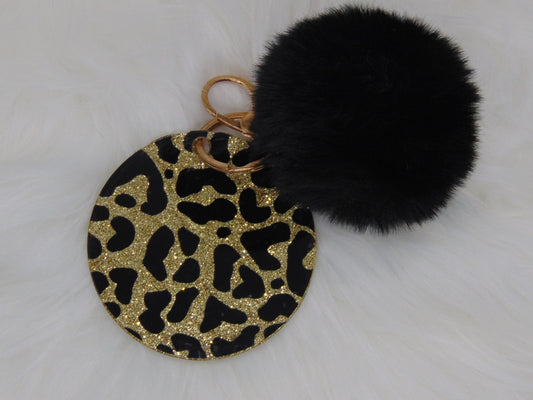 Leopard Print N Fluff Keychain