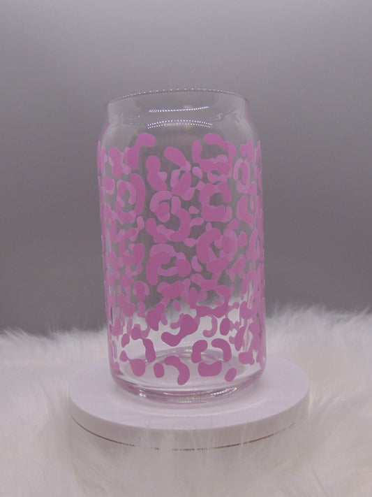 Lilac Leopard, Libbey Glass Cup 16oz