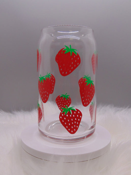 Strawberry, Libbey Glass Cup 16oz