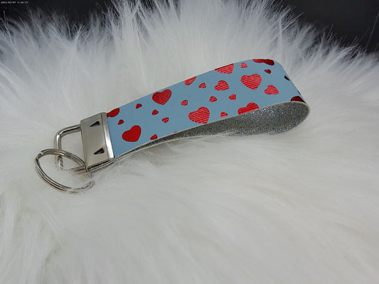 Blue and Silver Glitter Valentine keychain