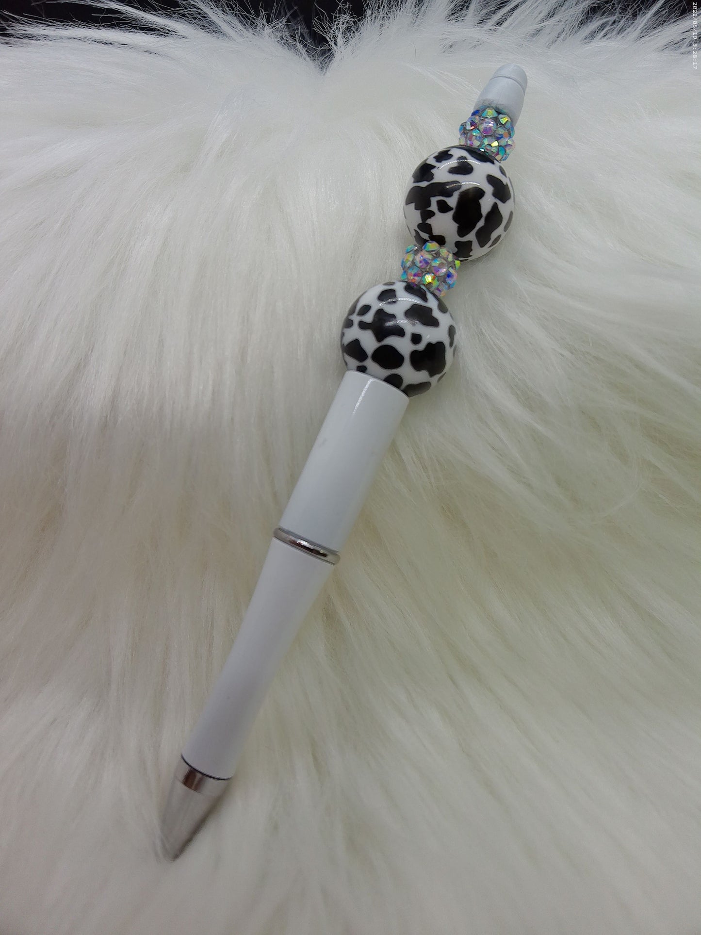 Cow print bead pen