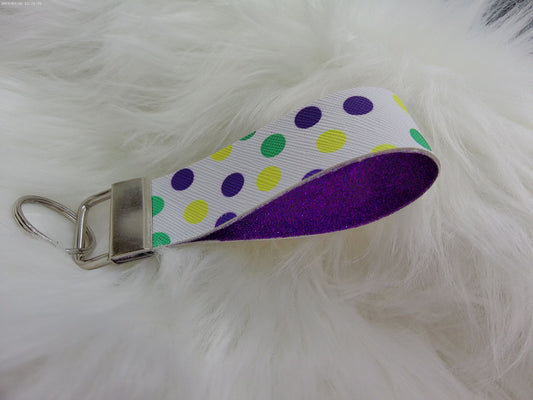 Mardi Gras polka dot keychain