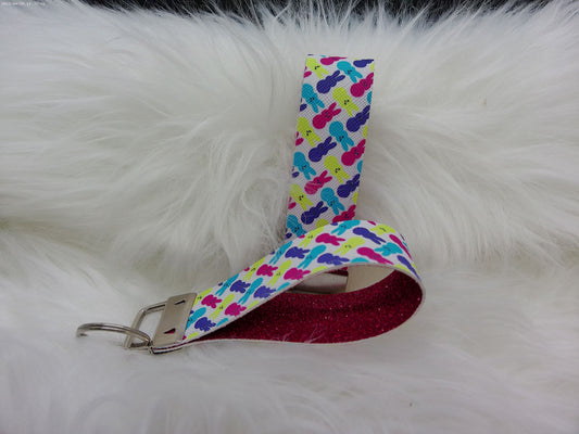 Bunny with fuchsia glitter keychain