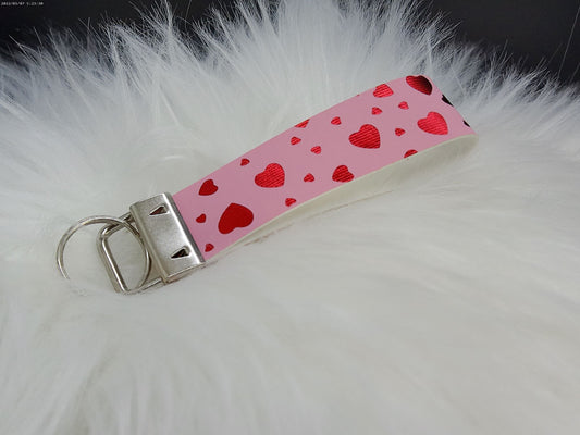 Pink and White Valentine keychain