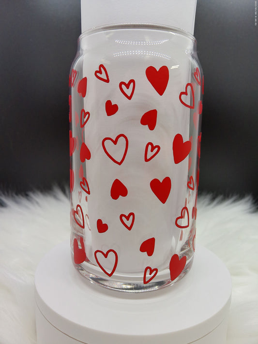 Red Heart Valentine Libbey glass